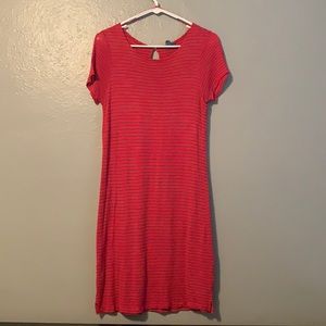 Red and blue striped dress